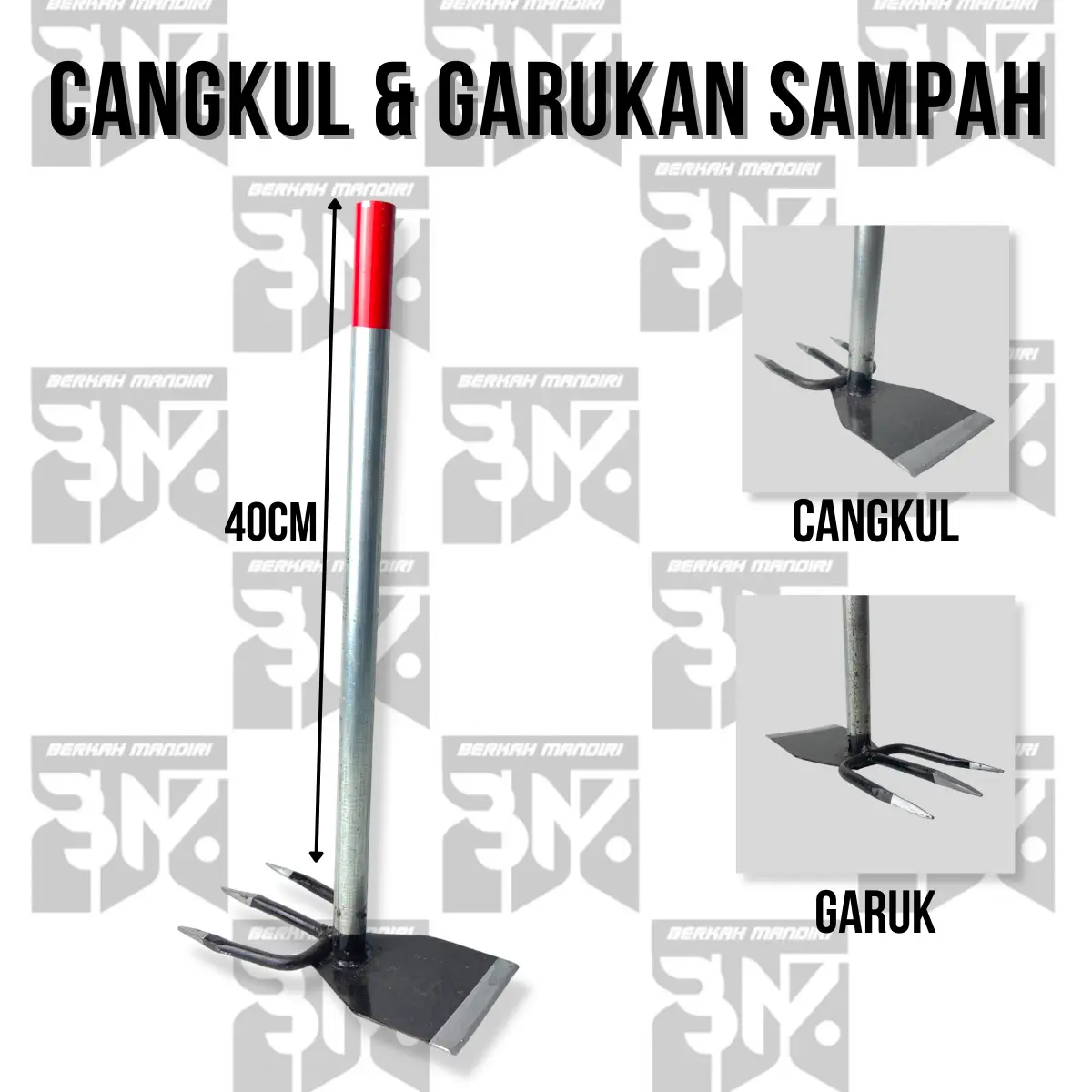 Cangkul Garukan 2in1 Gagang besi Pacul taman/Kebun Mini Garpu Sampah Selokan/Got  Baja Koret Kored Gathul Sekop/Cangkul Mini 2 Fungsi