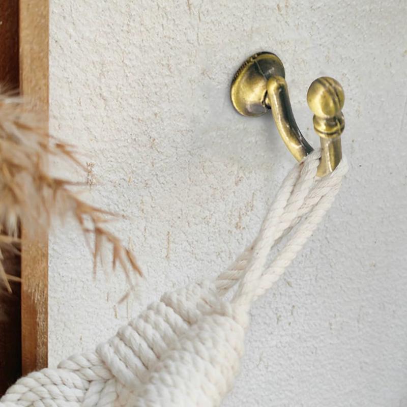 Curtain Lacing Hook, 2 Counts Metal Ball End Lacing Hook, Window Curtain Support Hook, Screw-in Key Hanger Hook 4