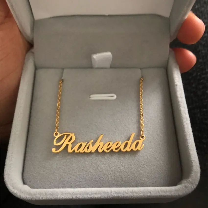 Bonlahk [name custom necklace] Stainless steel choker custom name necklace personalized jewelry namplate pendant
