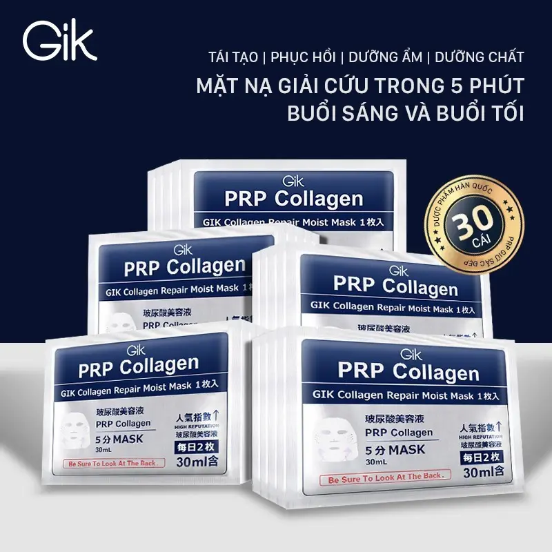 [Combo 20] Mặt nạ dưỡng ẩm Collagen GIK phục hồi da ngừa lão hóa, tăng đàn hồi và làm mờ nếp nhăn do thức đêm 30ml 1