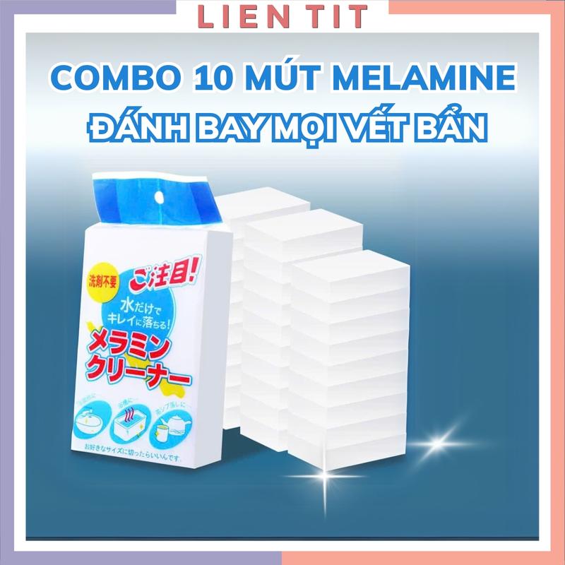 Set 10 Mút Melamine Vệ Sinh Nhà Cửa, Lau Chùi Đa Năng Mọi Vết Bẩn Không Cần Xà Phòng, Lau Vết Bút Bi, Bút Mực Dễ Dàng