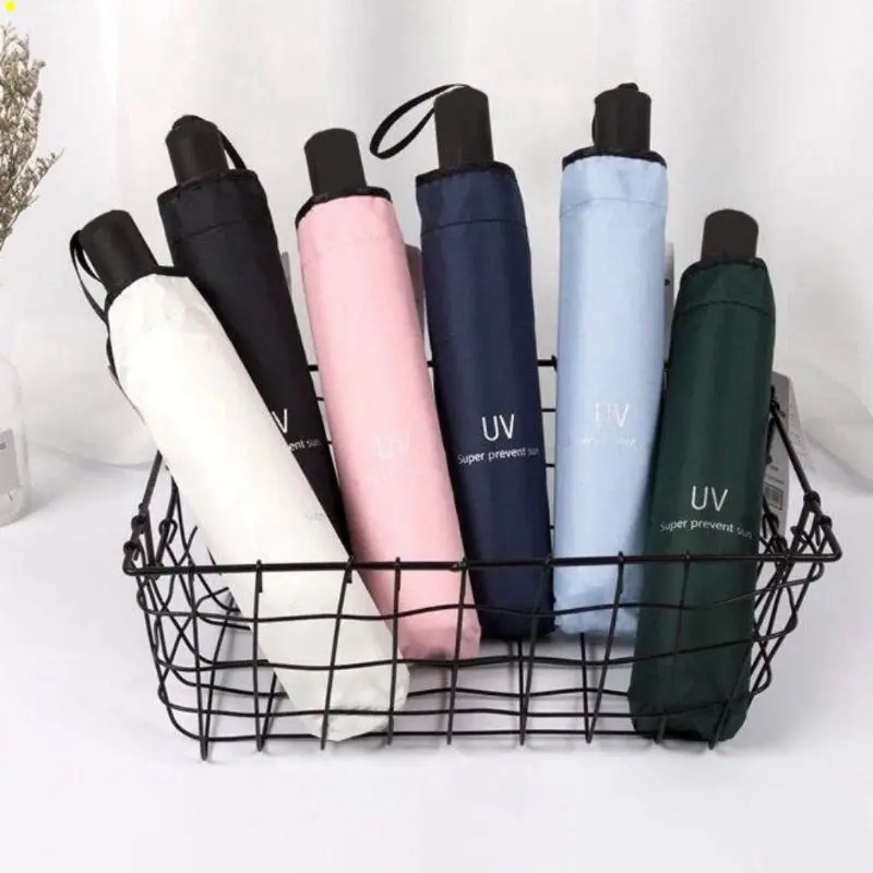 Ô Dù Che Mưa Nắng Chống Tia UV Inox Tay Cầm Nhựa Cứng - Hồng, Vàng, Xanh Than, Xanh Dương 3