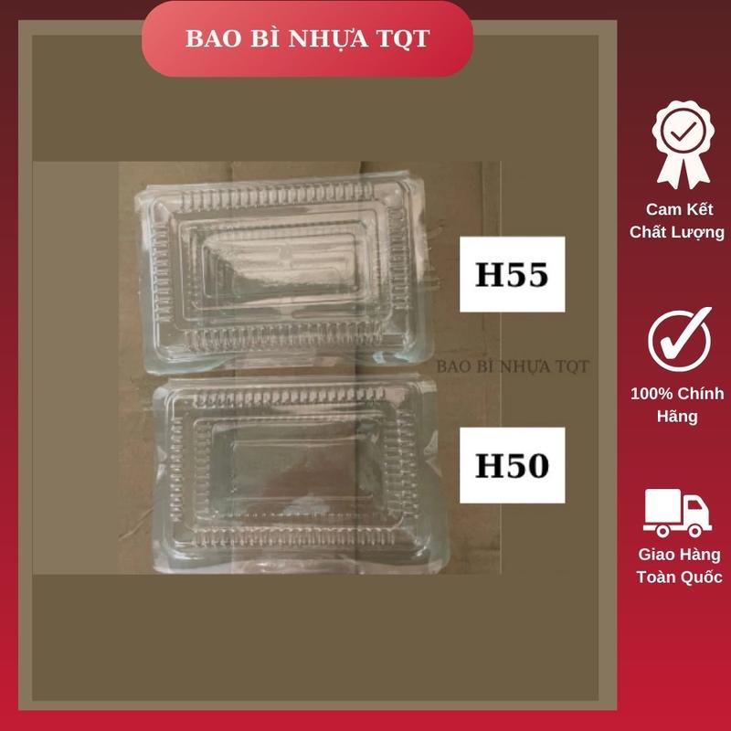  Sỉ COMBO LỐC 100 HỘP nhựa  MÃ H50; H55  đựng thực phẩm DÙNG 1 LẦN hộp đựng sushi bánh su bánh tráng cuộn-Bao bì nhựa TQT 