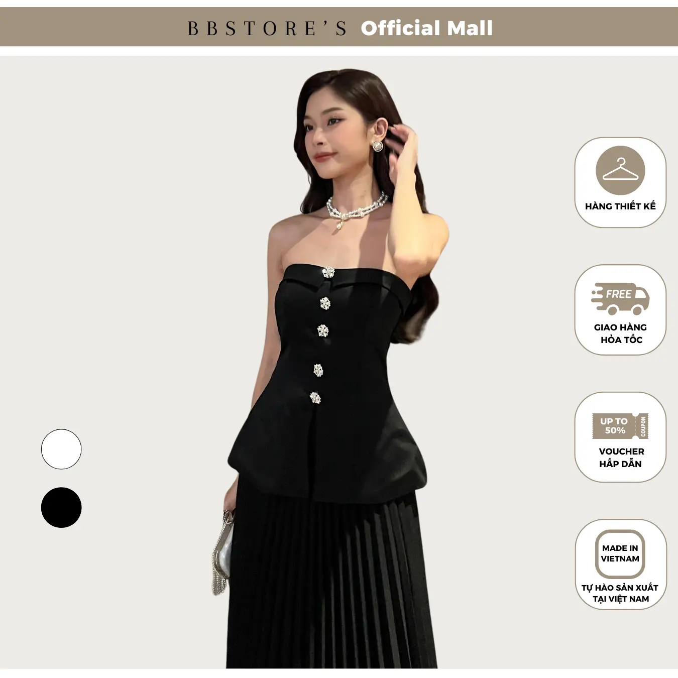 Áo Peplum Cúp Ngực Xẻ Tà Trước Phối Tag Đá Sang Trọng BBSTORE'S -A2607