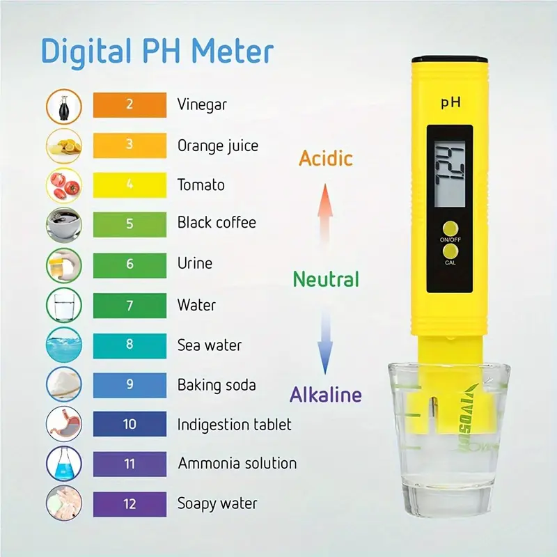 Batteries Powered PH Meter, Digital PH Tester Pen, High Accuracy Pocket Size 0-14 PH Meter for Household Drinking, Pool, Aquarium 6
