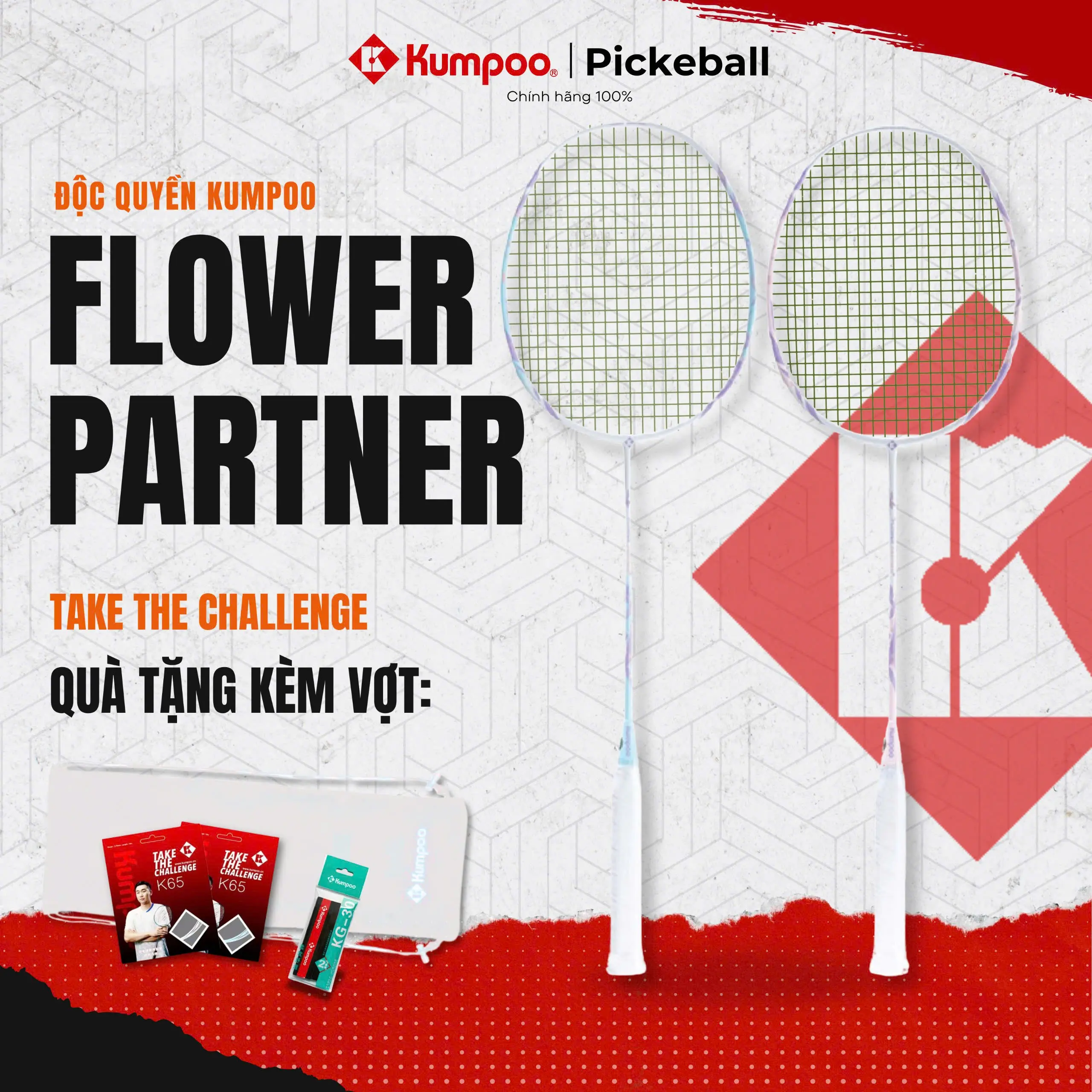 Vợt cầu lông Kumpoo Flower Partner chính hãng 4UG5 công thủ toàn diện dành cho mọi người chơi thể thao