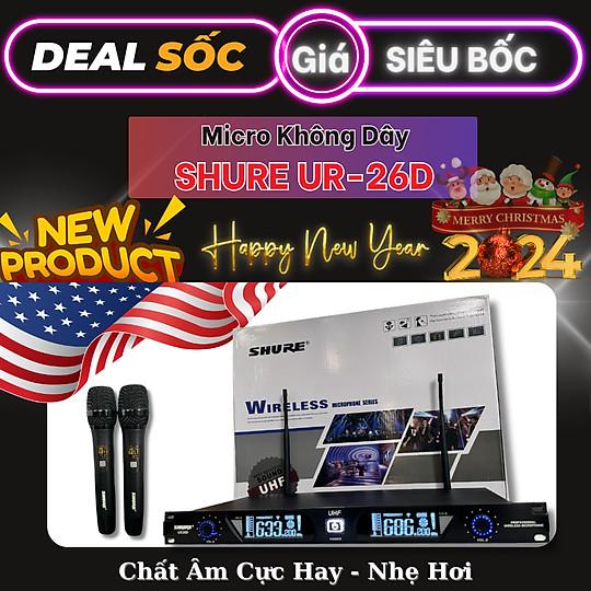 kèm pin sạc micro Mic SHURE UR26D micro không dây SHURE UR26D ur 26d siêu chất cho karaoke gia đình phòng hát