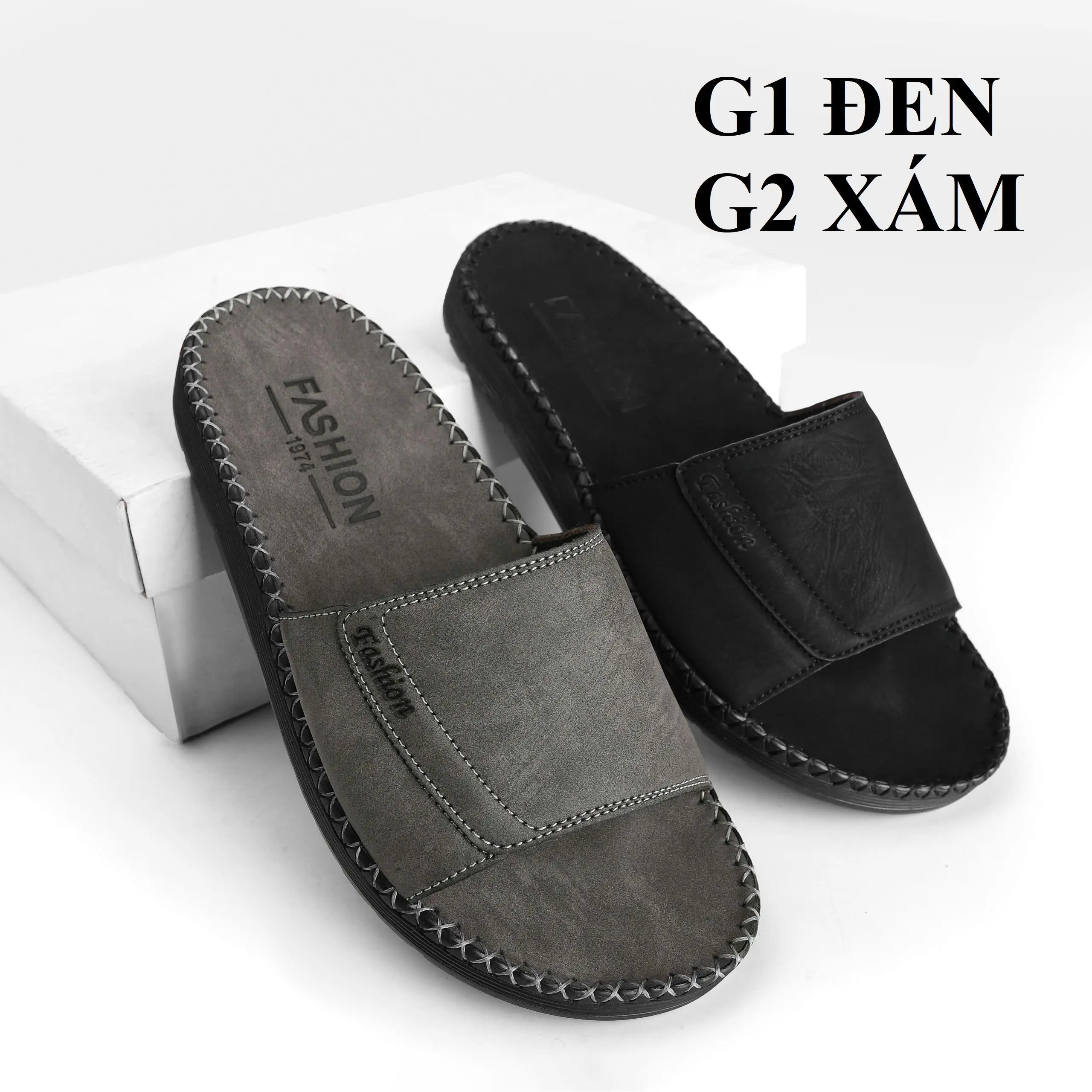 [MỞ BÁN LẤY LƯỢT BÁN] dép quai ngang da sáp nam Fashion, kiểu dáng trẻ trung, đế đúc liền khâu chỉ toàn bộ chắc chắn G1,2