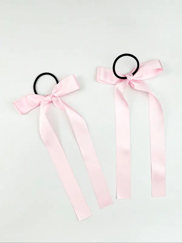 Summer Cute Bowknot Design Pink Ribbon Hair Tie, 2024 New Style High Stretch Elegant Hair Tie, Casual Versatile Hair Accessories for Women & Girls 3