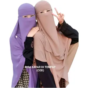 CADAR BANDANA NIQOB BANDANA 2 LAYER CERUTY BABYDOLL NIQAB BANDANA