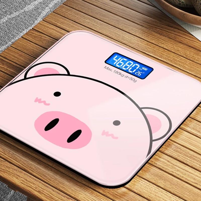 Cân Điện Tử Sức Khỏe Hình Con Heo Mặt Kính Cường Lực 180kg Độ Chính Xác Cao