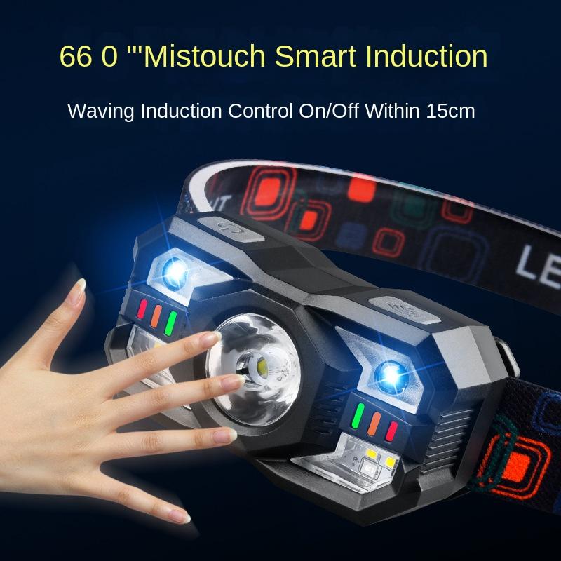 Intelligent Induction Small Headlight Multi-Function Rechargeable Outdoor Head-Mounted Flashlight 0
