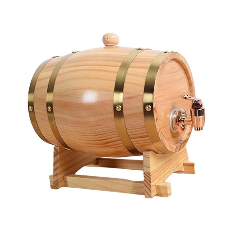 Oak Wine Barrel with Stand with Faucet Large Capacity Accessories Retro Wood Wine Barrel for Cocktail Beer Whiskey Bar 7