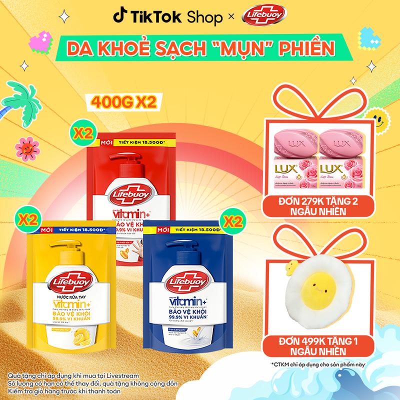 Combo 2 Nước rửa tay hỗ trợ sạch khuẩn Lifebuoy Túi 400Gx2 [1]