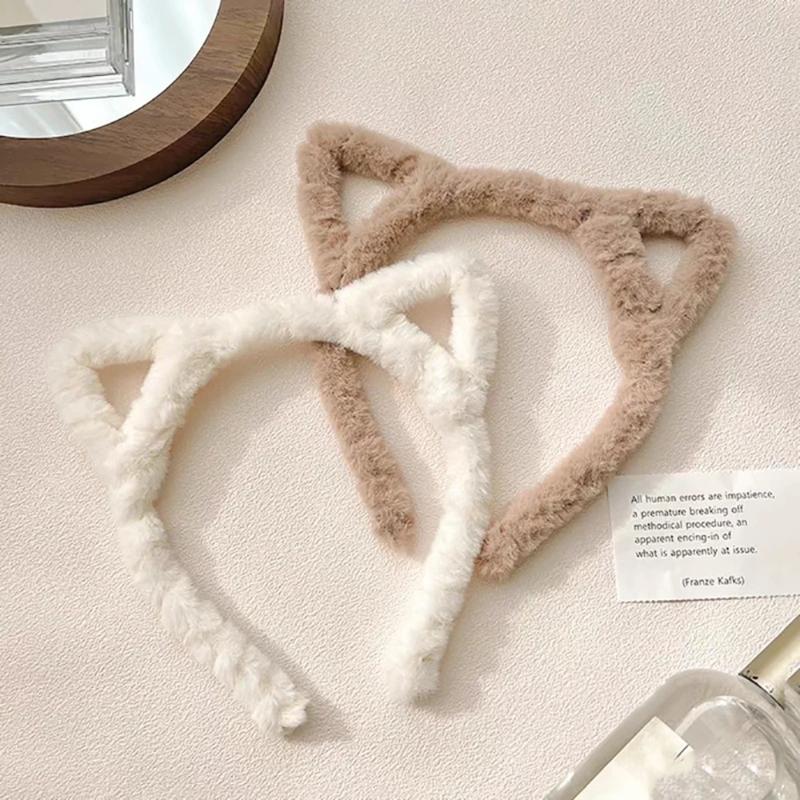 Product Introduction of Funny Cartoon Cat Ear Headband Solid Color Lightweight Plush Hairband Portable Hair Accessories Cosplay 16