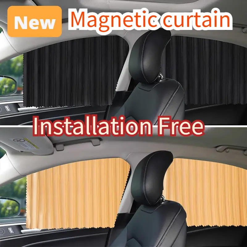 2Pcs Installation Free Magnets Car Sunshade Curtain Universal Side Window Shades Curtains for Car Front Rear Window Film Heat Insulation Sun Protection