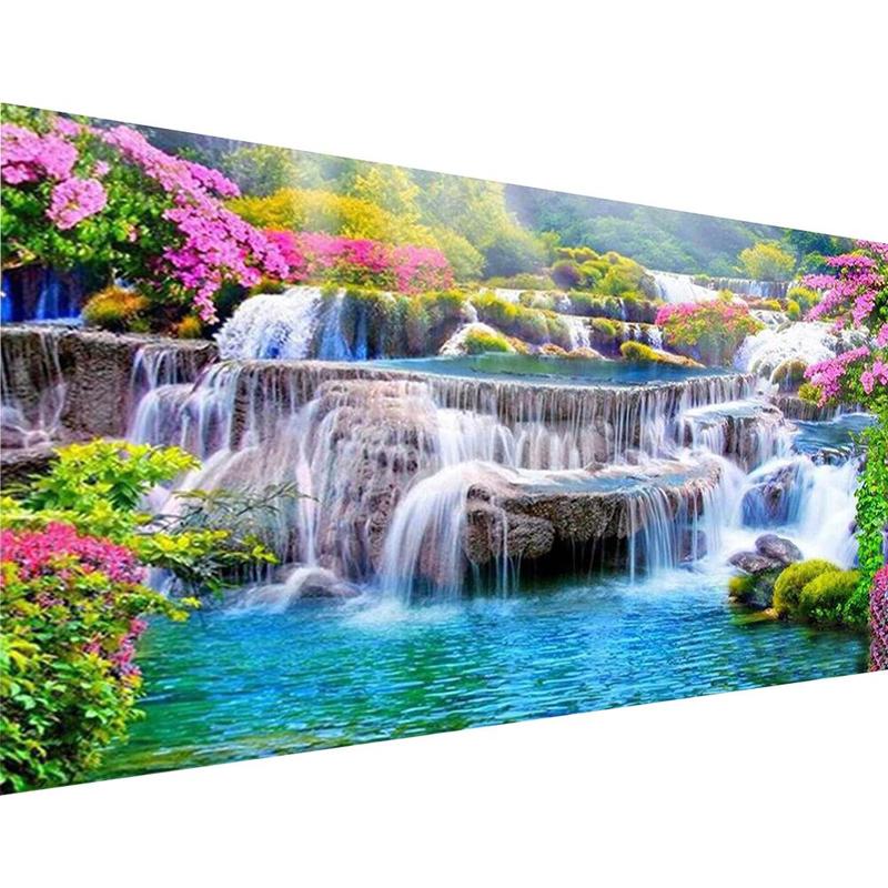 Product Introduction of Flower & Waterfall Pattern Diamond Arts Colorful Painting Kit without Frame, 5D Landscape Scenery DIY Diamond Art Picture for Beginner, Decorative Home Decor 11