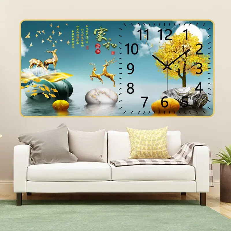 TRANH ĐỒNG HỒ TRÁNG GƯƠNG CAO CẤP 5D IN UV Treo Tường Decor Decor Phòng Trang Trí Trang Trí Nhà Phòng Khách đồng  hồ đồng  hồ tranh treo 5