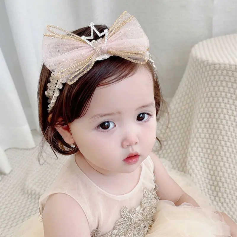 Băng Đô Vương Miện Công Chúa Cho Em Bé Phong Cách Hàn Quốc, Dễ Thương Và Mùa Xuân / Mùa Hè, Phụ Kiện Tóc Cho Bé Gái, Phụ Kiện Cài Tóc Cho Trẻ Sơ Sinh, Băng Đô Nơ, 2025 [Số Phiếu Đánh Giá Tích Cực 3705]
