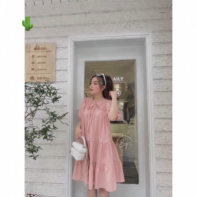 Đầm baby doll hồng ruốt bầu bí bon chen được