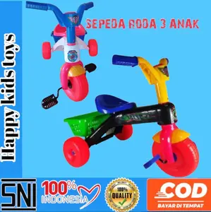 Sepeda roda tiga anak plastik sepeda anak goes ds 718 Set Hadiah Cowok Cewek