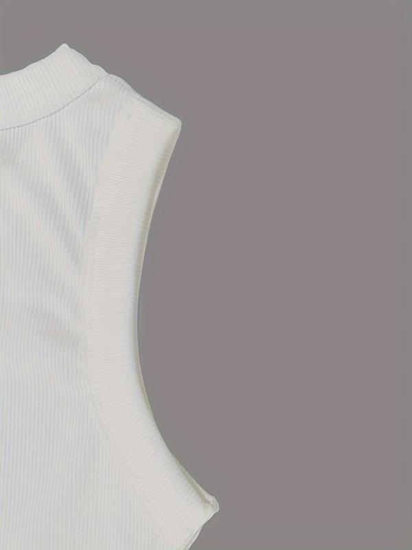Women's Letter Print Round Neck Tank Top, Casual Sleeveless Crew Neck Top for Summer, Ladies Clothes for Daily Wear, Socks 8