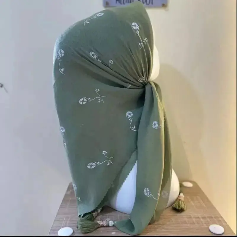 Hijab Segi Empat Jambul / Hijab Tasel Motif Bunga / Hijab Segi Empat Potton Star Motif 5