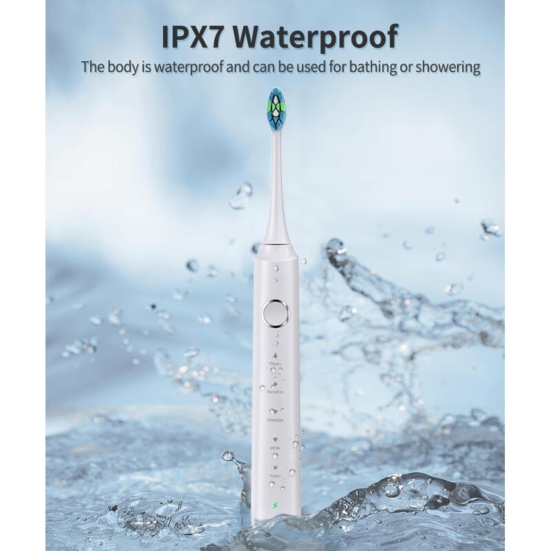 Product Introduction of Rechargeable Portable for Travel Electric Sonic Toothbrush Whitening IPX7 Waterproof 5 Working Modes 7