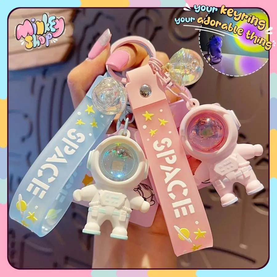 Móc khóa Phi Hành Gia dễ thương có đèn chiếu nhiều màu cute phụ kiện túi xách, ba lô -Minkey