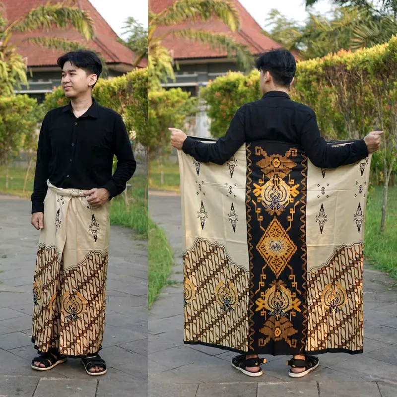 Sabiq - Sarung Batik exclusive Rayon Super - Motiv Lampion Prada Hitam Navy Dewasa Katun Muslim Motif Pekalongan 3