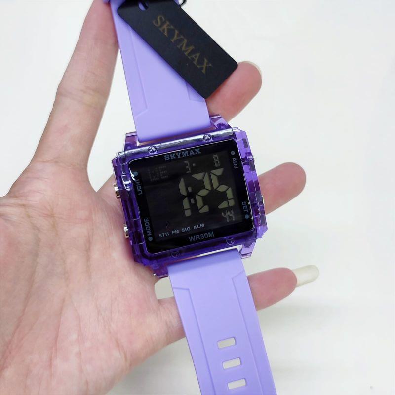 JAM TANGAN ORIGINAL WANITA SKYMAX DIGITAL CASE TRANSPARAN RUBBER Digital 6