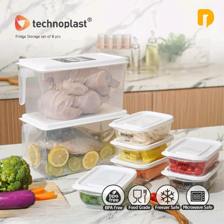 Kotak Kontainer Makanan Kulkas Technoplast Fridge Storage Set 8 Pcs Kotak Penyimpanan