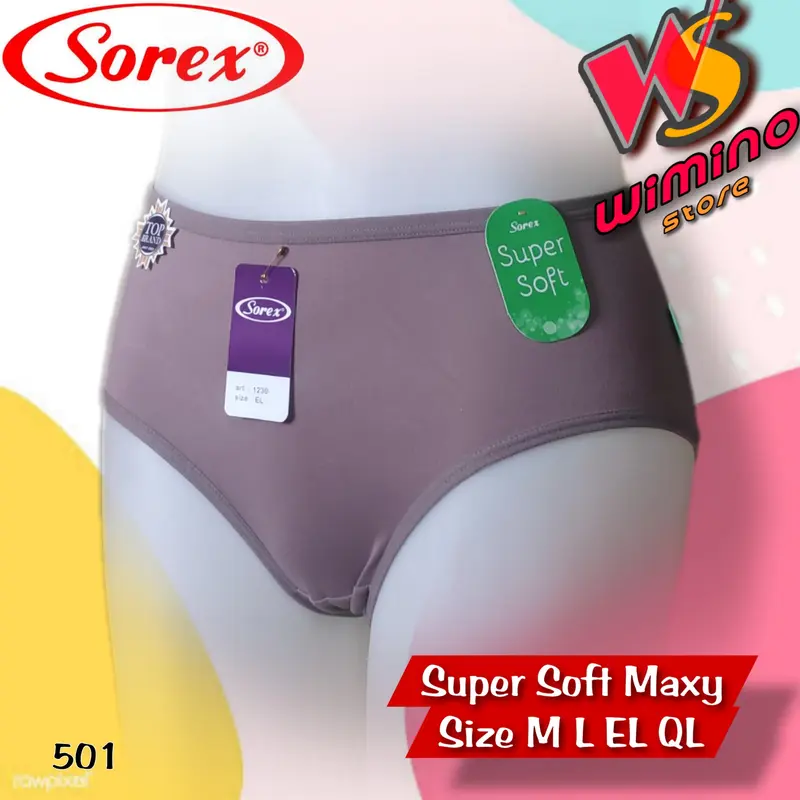 M501 Sorex Celana Dalam Wanita Dewasa Dan Remaja Bahan Katun Super Soft Ukuran M L EL QL Motif Polos 3