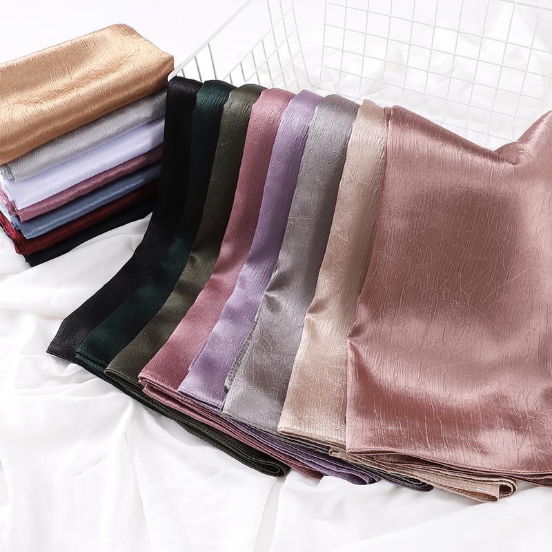 Product Introduction of Pashmina hijab Malaysia New Artificial Silk Silky Satin Scarf Women's Shawl Toe Cap Headscarf 16