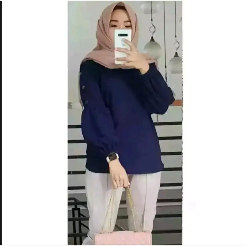 Blouse Atasan Wanita Lengan Panjang Korean Style Geovani Blus Nyaman Cantik Balon Baju Dewasa 6