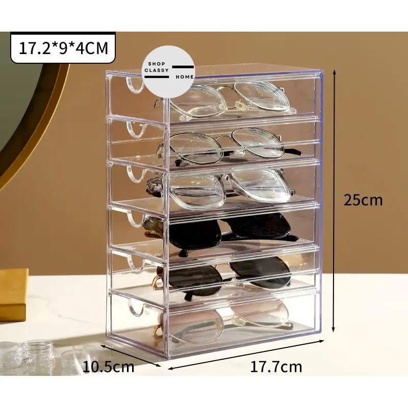 Shopclassyhome  Acrylic PET Daily disposable Contact Lensees/glasses Organizer storage box multi-layer drawer sunglasses