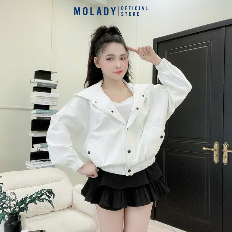 Áo Khoác Kaki Nữ MOLADY K233 Có Nón Thiết Kế Trơn Túi Xéo Thời Trang Top Jacket 1