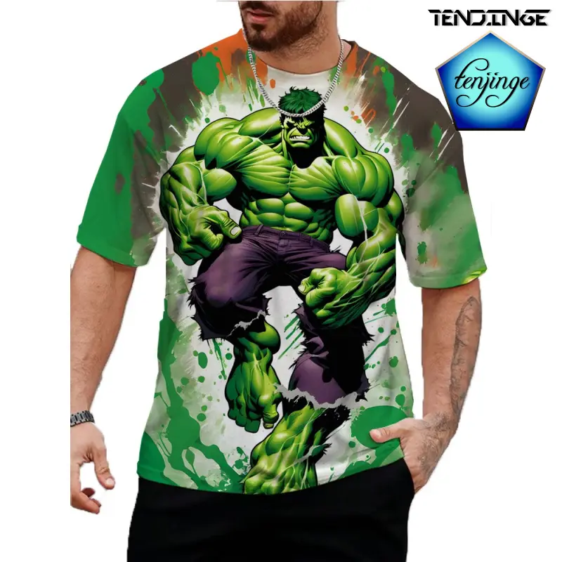 Fashion Men's T-shirt 3D Hulk Pattern Printing Tee Street Casual  Short Sleeves Round Neck Harajuku Cool Tops