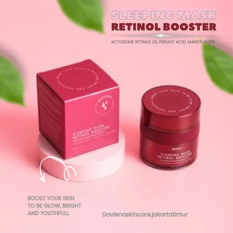 DAVIENA SKINCARE | SLEEPING MASK RETINOL BOOSTER melembabkan perawatan Wajah Masker Hitam Pencerah 3