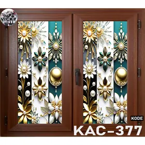 Stiker Kaca Jendela/Pintu Motif Artistik Bahan Vinil Glosi Anti Air (pasang dari luar, bisa request ukuran)