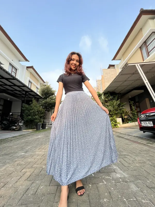 Syahnaz Plisket - Mayung Motif Bercak Abstrak - Hyget Premium - Rok wanita Karet Panjang Bawahan 4