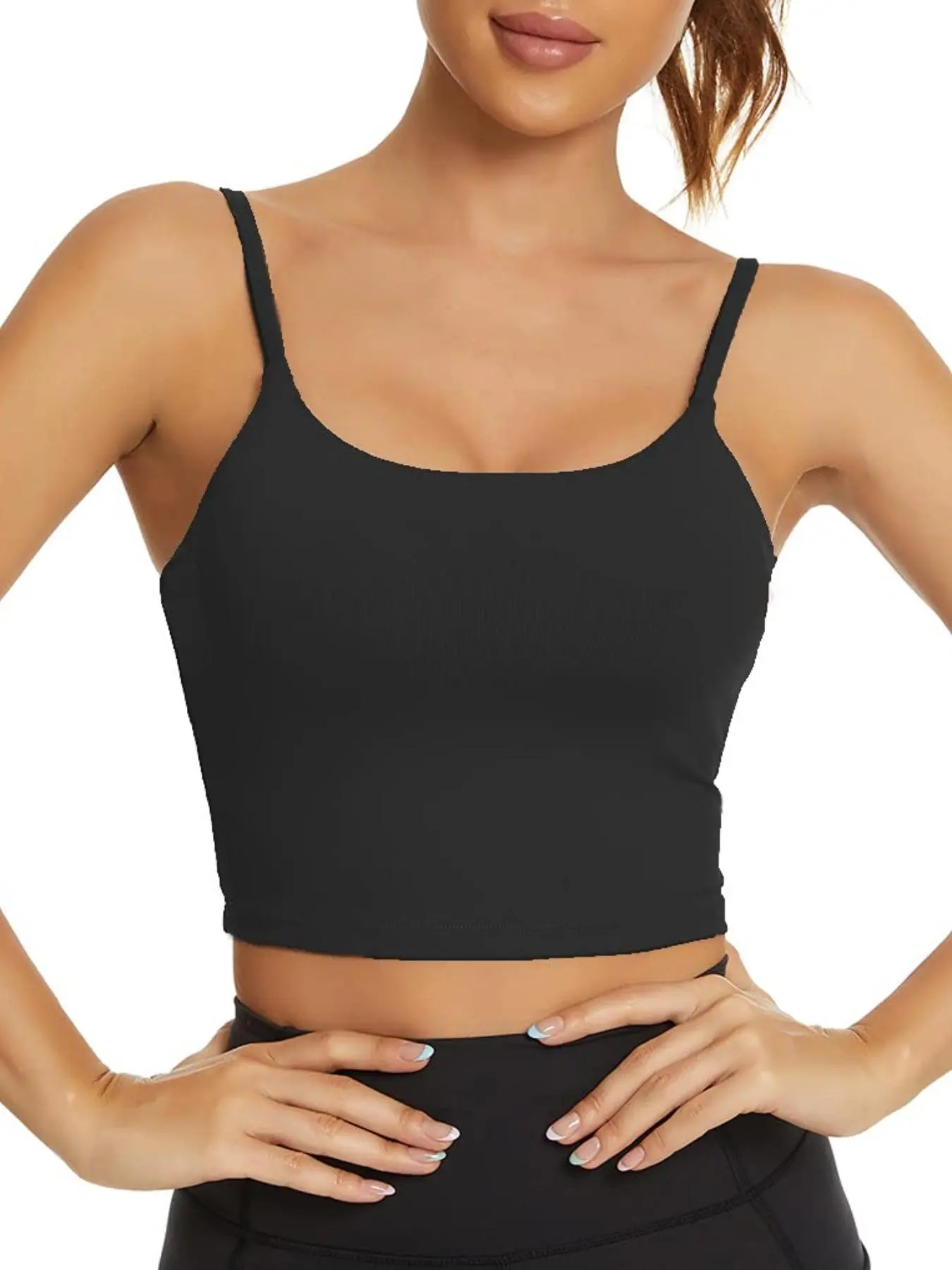 Women's Solid Wireless Sports Bra, Sporty Breathable Comfortable Spaghetti Strap Bra, Ladies Sportswear for Indoor Outdoor Wear Valentine's Day