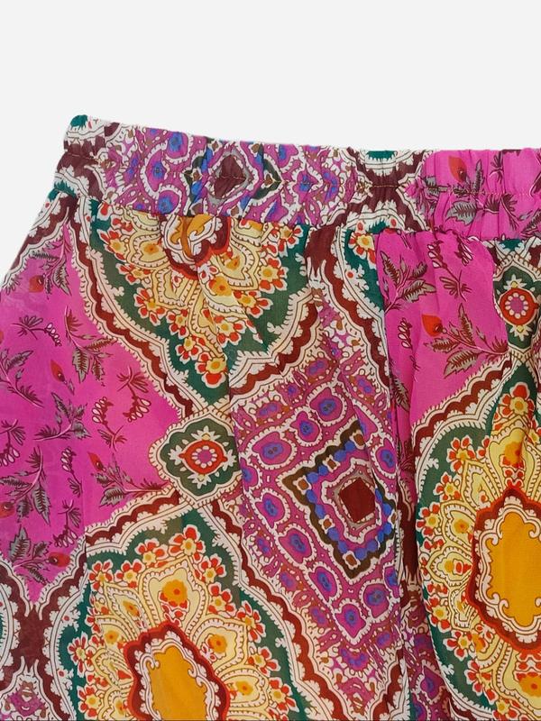 Two-Piece Set Women's Boho Summer Sets, Summer Clothes for Women, Co Ord Set Summer, Ethnic Pattern Kimono & Wide Leg Pants, Summer Outfits 2024, Open Front Top with Palazzo Pants, Two Piece Set Clothing 7