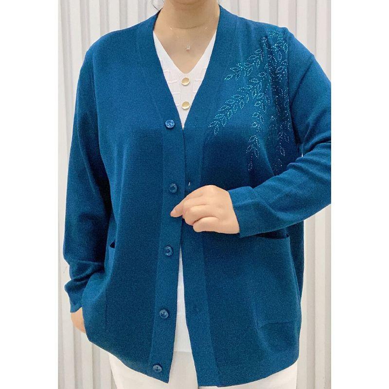 Áo Len Cardigan Cổ Chữ V Cao Cấp, Thời Trang Mới Mùa Thu, Dành Cho Mẹ Trung Niên Áo Khoác Mặc Bên Ngoài Dáng Rộng Rãi Và Mỏng, Dành Cho Nữ, Zjc2024 Women Top 7