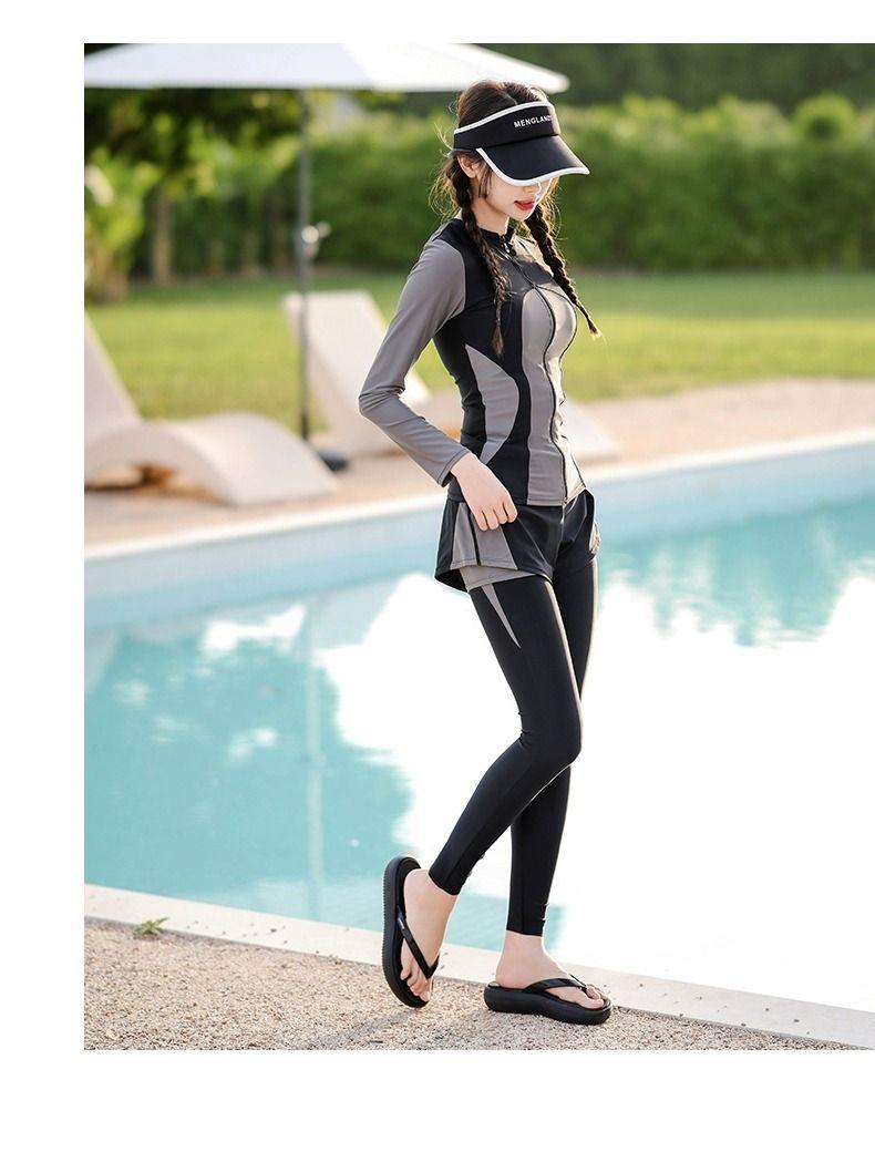 Product Introduction of Longsleeved trousers sunproof swimsuit for women new conservative hot spring surfing suit diving suit to cover belly and show slim swimsuit 22