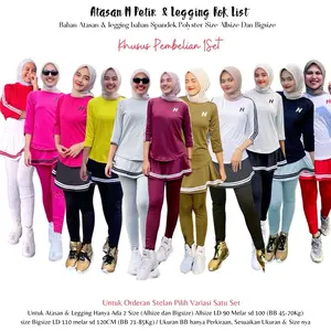 Setelan Senam Olahraga Atasan list N Nahra & Legging Rok Olahraga Sport Senam Aerobik Fitness Gym Running Poundfit