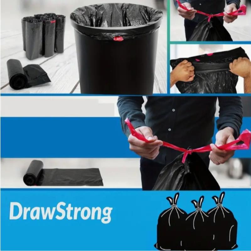 35 Gallon Trash Bag, 10pcs/20pcs/roll Thick & Durable Household & Commercial Garbage Bag, Large Capacity Drawstring Bin Bag 5