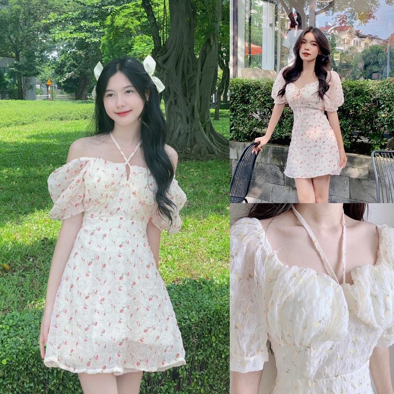 Váy hoa nhí xốp nhún màu pastel *Yoona Dress* tay bồng 2 lớp