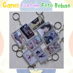 Gantungan Kunci Custom Foto Bebas Bahan Akrilik Bening Tebal Ganci Chains