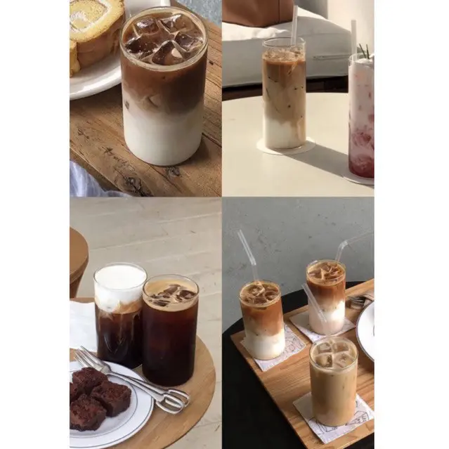 Ly Thủy Tinh Chịu Nhiệt Trong Suốt, Ly Uống Cà Phê, Coffee, Matcha Phong Cách Hàn Quốc - Hibi